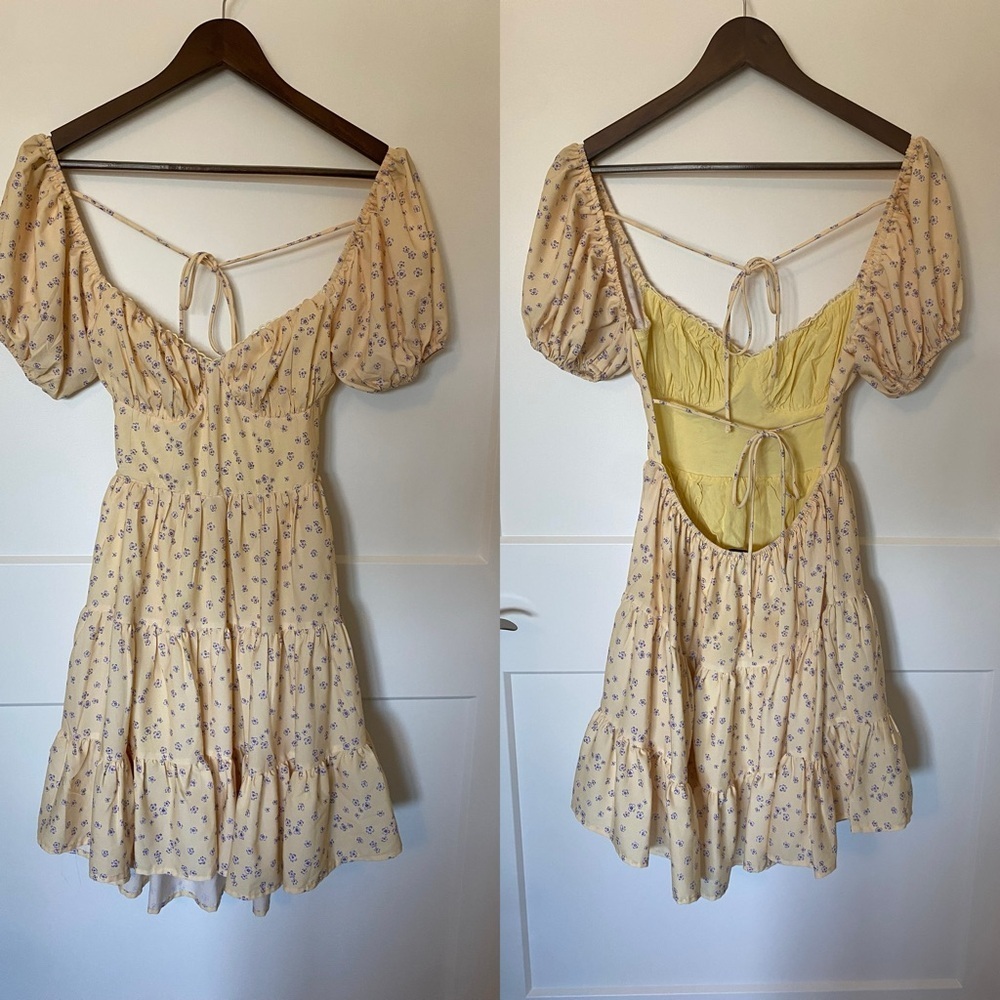 Princess Polly yellow floral dress size 4